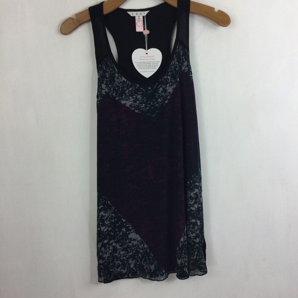 CAbi 559 Heart of Cabi Love Tank Tunic Racerback Tank Top Black/Purple S NWT - Picture 9 of 9